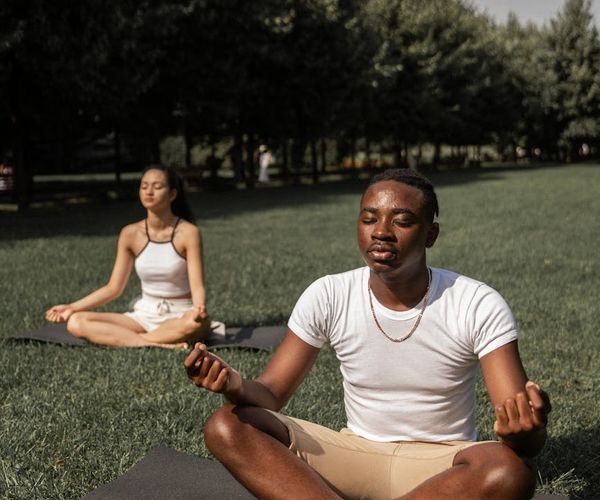 A diverse set of yoga poses shown in a collage.